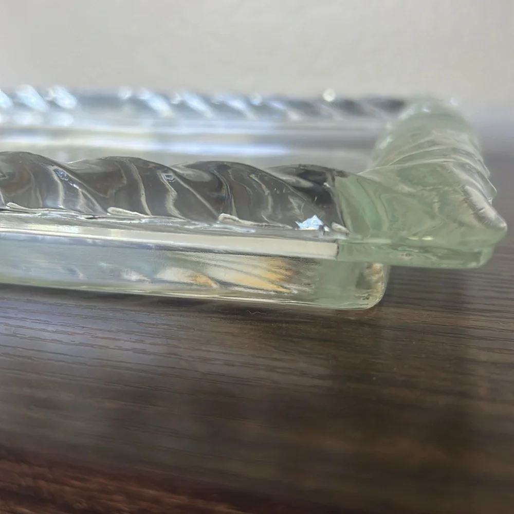 Vintage 1950s Heavy Thick Pressed Glass Vanity Tray